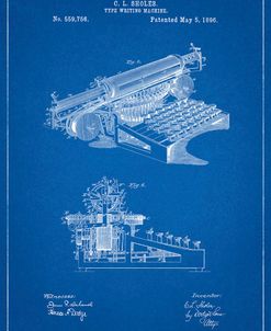 PP918-Blueprint Last Sholes Typewriter Patent Poster