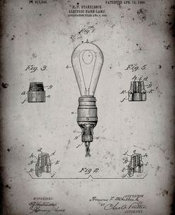 PP917-Faded Grey Large Filament Light Bulb Patent Poster