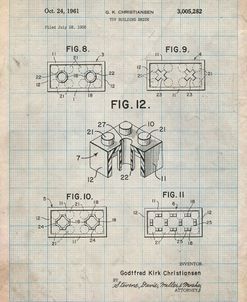 PP919-Antique Grid Parchment Lego Building Brick Patent Poster