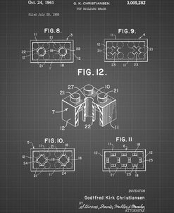 PP919-Black Grid Lego Building Brick Patent Poster