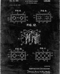 PP919-Black Grunge Lego Building Brick Patent Poster