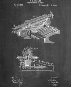 PP918-Chalkboard Last Sholes Typewriter Patent Poster