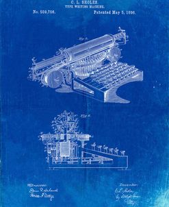 PP918-Faded Blueprint Last Sholes Typewriter Patent Poster