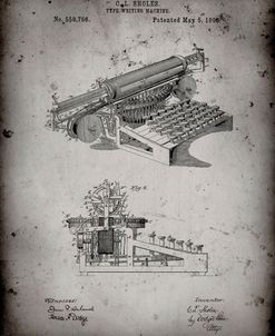PP918-Faded Grey Last Sholes Typewriter Patent Poster