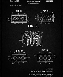 PP919-Vintage Black Lego Building Brick Patent Poster