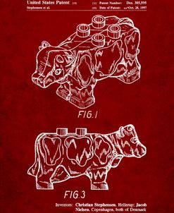 PP921-Burgundy Lego Cow Patent Poster