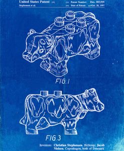 PP921-Faded Blueprint Lego Cow Patent Poster