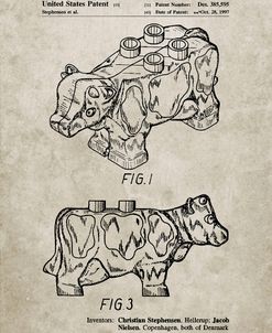 PP921-Sandstone Lego Cow Patent Poster