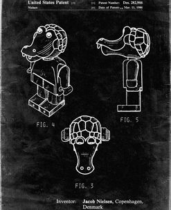 PP922-Black Grunge Lego Crocodile Patent Poster