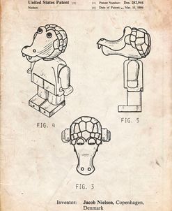 PP922-Vintage Parchment Lego Crocodile Patent Poster