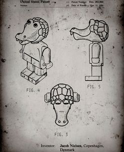 PP922-Faded Grey Lego Crocodile Patent Poster