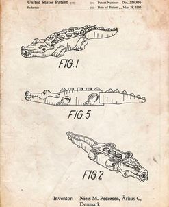 PP923-Vintage Parchment Lego Crocodile Poster