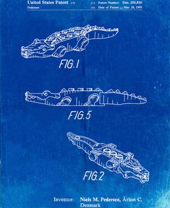 PP923-Faded Blueprint Lego Crocodile Poster