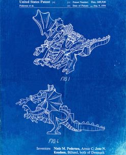 PP925-Faded Blueprint Lego Dragon Patent Poster