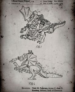 PP925-Faded Grey Lego Dragon Patent Poster