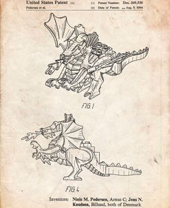 PP925-Vintage Parchment Lego Dragon Patent Poster