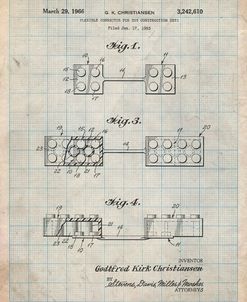 PP926-Antique Grid Parchment Lego Flexible Connector Patent Poster