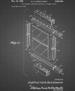 PP927-Black Grid Lego Framed Window Building Kit Patent Poster