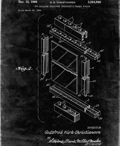 PP927-Black Grunge Lego Framed Window Building Kit Patent Poster
