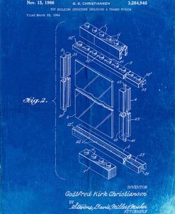 PP927-Faded Blueprint Lego Framed Window Building Kit Patent Poster