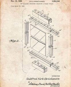 PP927-Vintage Parchment Lego Framed Window Building Kit Patent Poster