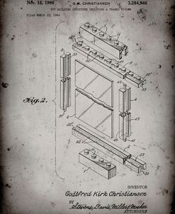 PP927-Faded Grey Lego Framed Window Building Kit Patent Poster
