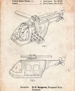 PP929-Vintage Parchment Lego Helicopter Building Kit Patent Poster