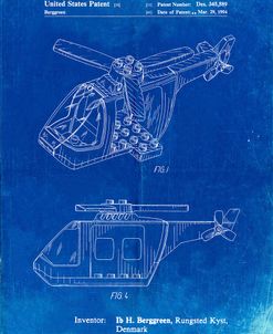 PP929-Faded Blueprint Lego Helicopter Building Kit Patent Poster