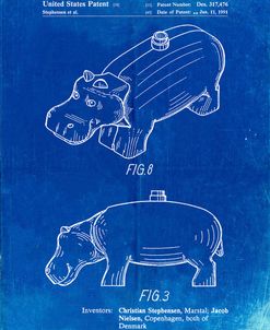 PP930-Faded Blueprint Lego Hippopotamus Patent Poster