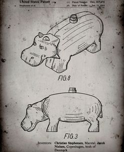 PP930-Faded Grey Lego Hippopotamus Patent Poster