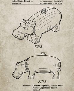 PP930-Sandstone Lego Hippopotamus Patent Poster