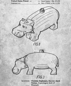 PP930-Slate Lego Hippopotamus Patent Poster