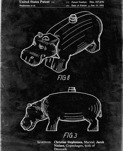 PP930-Black Grunge Lego Hippopotamus Patent Poster