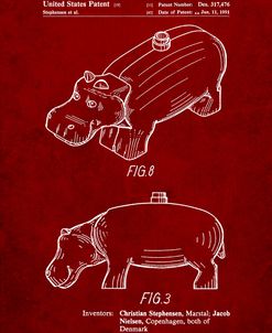 PP930-Burgundy Lego Hippopotamus Patent Poster