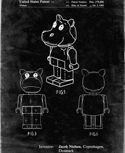 PP931-Black Grunge Lego Hippopotamus Poster