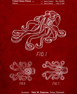 PP932-Burgundy Lego Octopus Patent Poster