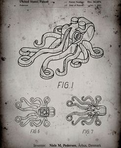 PP932-Faded Grey Lego Octopus Patent Poster