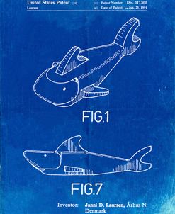 PP935-Faded Blueprint Lego Shark Patent Poster