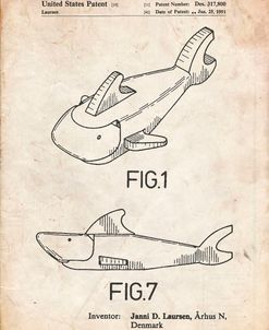 PP935-Vintage Parchment Lego Shark Patent Poster