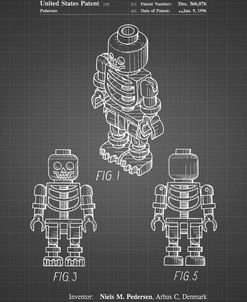 PP936-Black Grid Lego Skeleton Patent Poster
