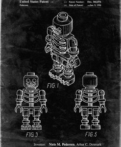 PP936-Black Grunge Lego Skeleton Patent Poster