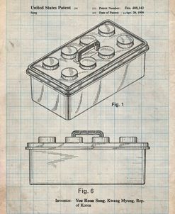 PP937-Antique Grid Parchment Lego Storage Container Patent Poster