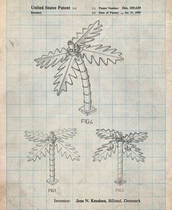 PP938-Antique Grid Parchment Lego Tree Patent Poster