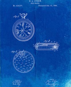 PP940-Faded Blueprint Lemania Swiss Stopwatch Patent Poster