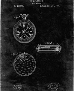 PP940-Black Grunge Lemania Swiss Stopwatch Patent Poster