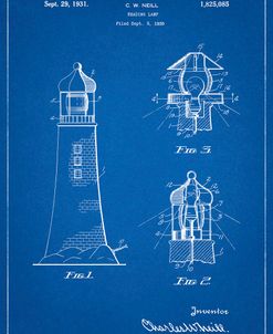 PP941-Blueprint Lighthouse Patent Poster