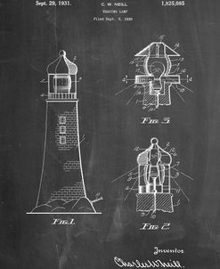 PP941-Chalkboard Lighthouse Patent Poster