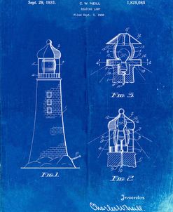 PP941-Faded Blueprint Lighthouse Patent Poster