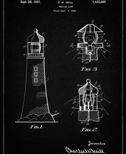 PP941-Vintage Black Lighthouse Patent Poster