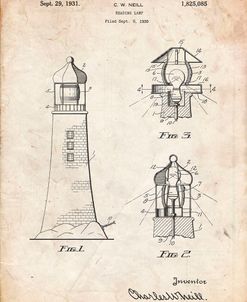 PP941-Vintage Parchment Lighthouse Patent Poster